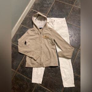 Gap Revolution White Skinny Jeans and Full Zip Hoodie Outfit Size S